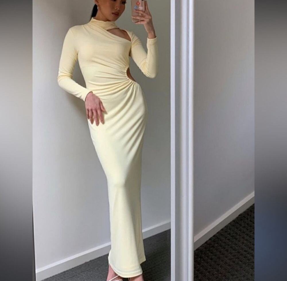 SIGNIFICANT OTHER Liana Cut-out Jersey Maxi Dress in Yellow - Picture 1 of 5